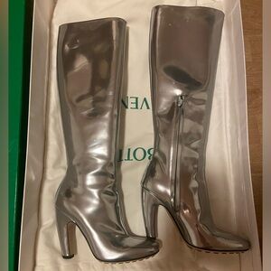 Bottega Venetia silver mirror leather. New with box